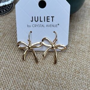 Juliet by Crystal Avenue Gold Bow Drop Earrings